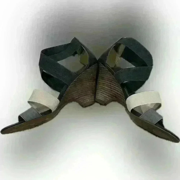 Steven by Steve Madden Camelya Gray Wedge elastic stretch straps size 10 - Picture 7 of 11